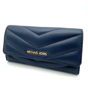Michael Kors Large Trifold Wallet Navy Blue (NWT)